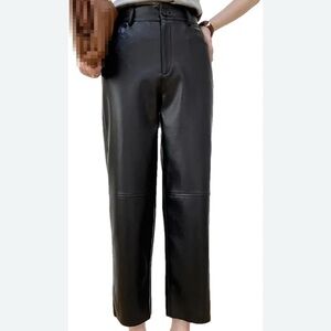 Kaffe Black Tailored Trousers faux leather